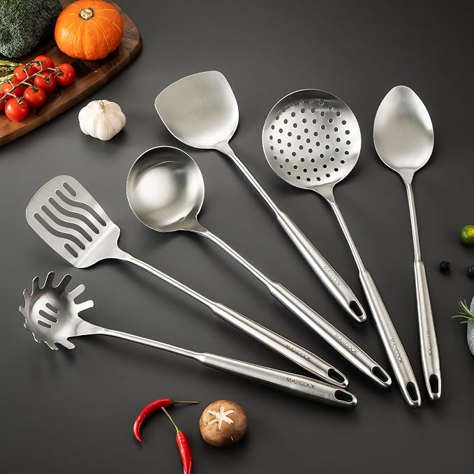 18/8 Stainless Steel Cooking Utensils set, 7 Pcs, Dishwasher Safe - Image 6