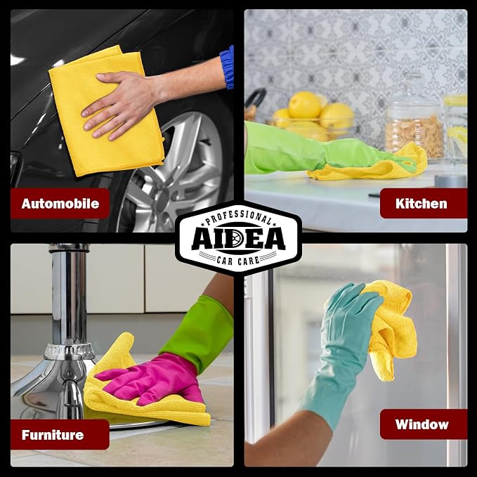 AIDEA Microfiber Cleaning Cloth-10PK, Microfiber Towels for Cars, 12"×12" - Image 5