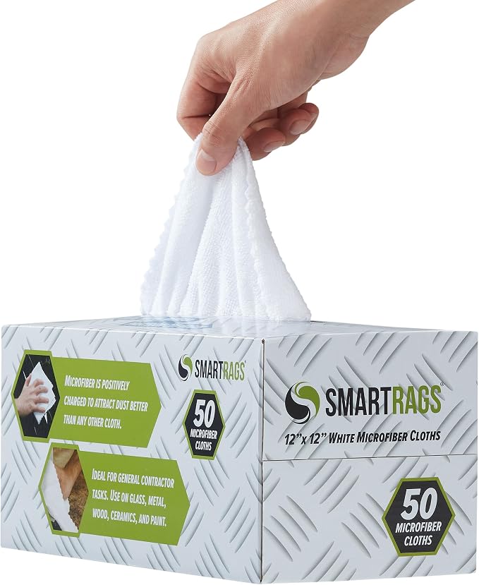 Arkwright Smart Rags Microfiber Cleaning Cloths Bulk, Case of 400, Lint Free 180 GSM Reusable Towels for Auto, Office and Household Cleaning, 12 x 12 in, White - Image 3