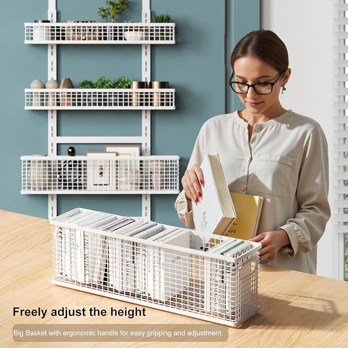 6-Tier Over The Door Pantry Organizer,Hanging Spice Rack,Grid Basket,White - Image 3