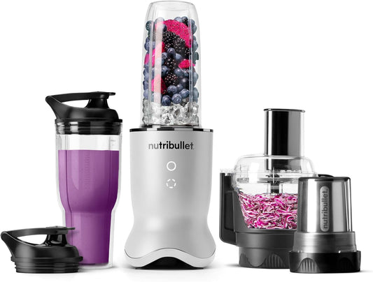 nutribullet® Ultra Plus+ 3-1 Compact Kitchen System, 1200W Kitchen System with Blender, Food Processor, and Coffee and Spice Grinder, 32oz and 24oz Blending Cups, 2-Cup Food Processor, Pearl White