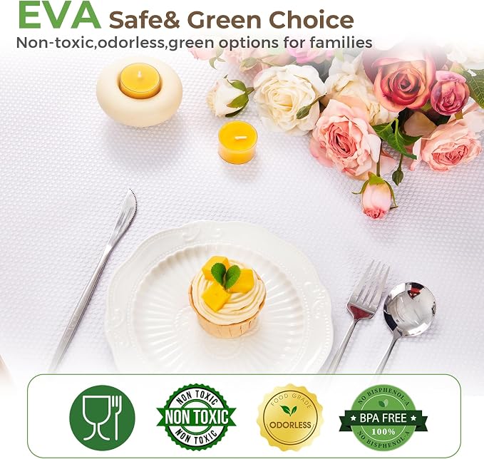 100% EVA Shelf Liner Waterproof Non Adhesive, 17.5" x 120", White - Image 2