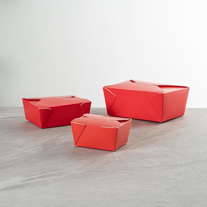 Restaurantware Bio Tek 30 Ounce Take Out Boxes 200 To Go Lunch Boxes - Tab-Lock Closure Heat-Tolerant Red Paper Disposable Lunch Boxes Greaseproof For Hot And Cold Foods - Image 9