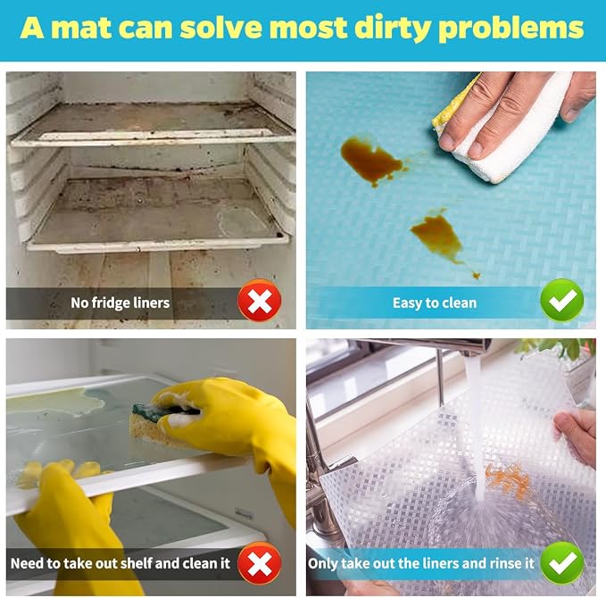 Bloss Refrigerator Liners Mats, Easy to Clean Fridge Liners, Refrigerator Liners for Glass Shelves Washable, Shelf Liners for Kitchen Cabinets(Grid,12" x 78") - Image 5