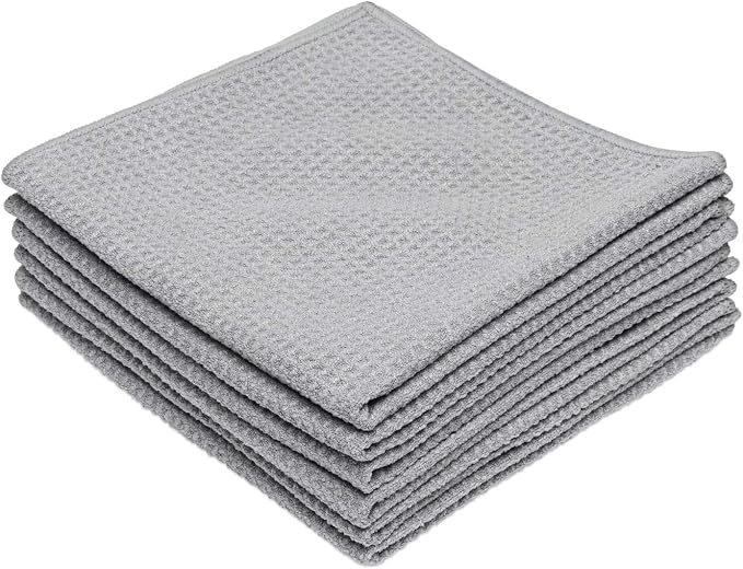 Kitchen Towels - Bulk Microfiber Waffle Weave Towels | 16 x 16 in. (198 Count) | Absorbent, No Lint, Thick, Reusable, Commercial, Soft, Hand, Tea, Bar, Sublimation Blank, Polyester Cloths | Gray - Image 2