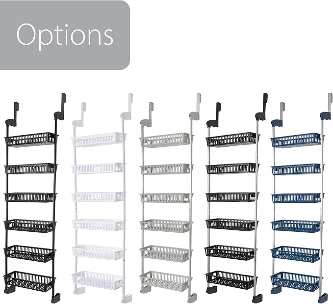 Smart Design Over-the-Door Organizer for Storage – Perfect for Pantry Organization, Bedroom, Bathroom Storage, Playroom, or Kitchen - Adjustable Steel Frame with 6 Baskets & Wall Mount – Black - Image 6