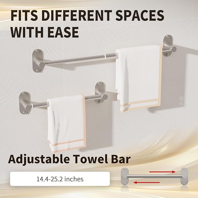 5-Piece Bathroom Hardware Set, Adhesive or Drill Wall Mount, Nickel - Image 2