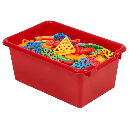 ECR4Kids Scoop Front Storage Bins, Multipurpose Organization, Red, 10-Piece | Durable plastic, GREENGUARD Gold Certified, 1.2 gallon capacity, lightweight & nestable, built-in handle, classroom/home use - Image 4