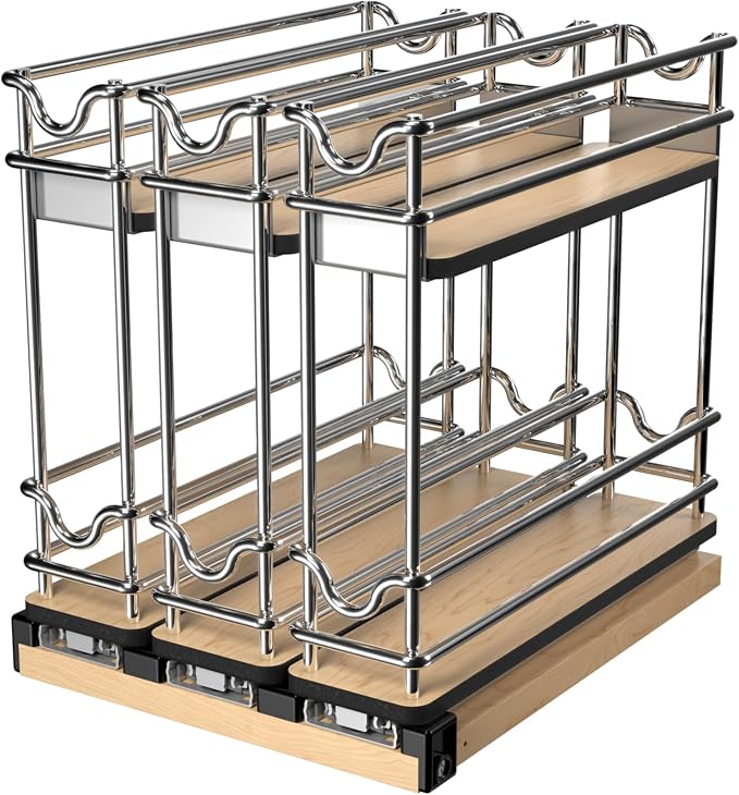 Rev-A-Shelf 9" Pullout Organizer, 2 Tier Triple Narrow Upright Shelf, 5WU2-9N3-1 by Rev-A-Shelf