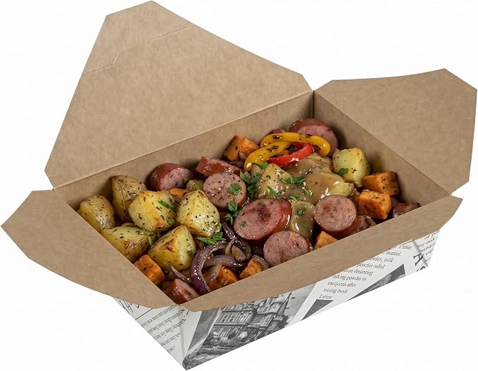 Restaurantware Bio Tek 8.5 x 6.3 x 2.5 Inch Food Containers 200 Durable Noodle Boxes - Disposable Sustainable Newsprint Paper 17-Ounce Takeout Boxes Rectangle For Takeouts Or Picnics - Image 6