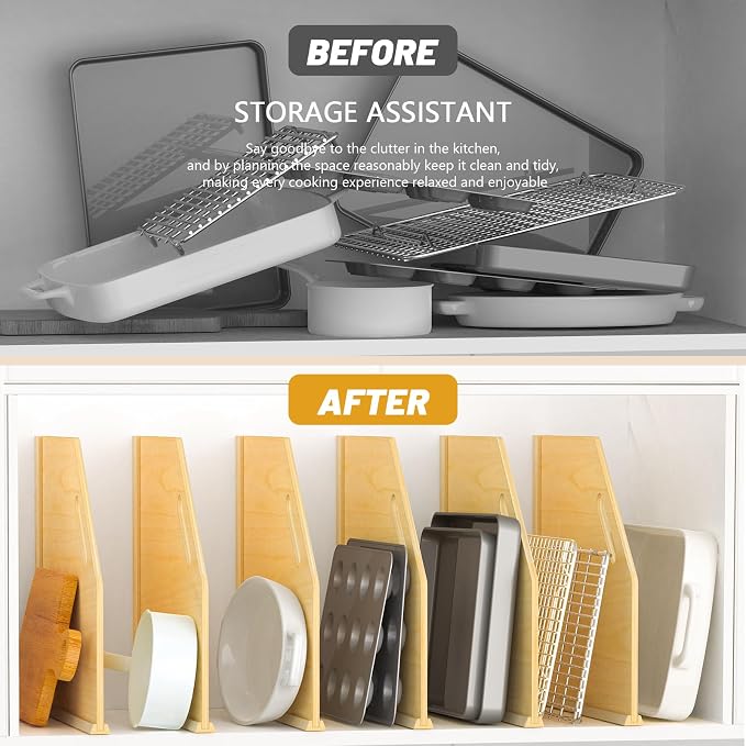 6 Pack Wood Tray Dividers Organizer For Kitchen Cabinet - Image 2