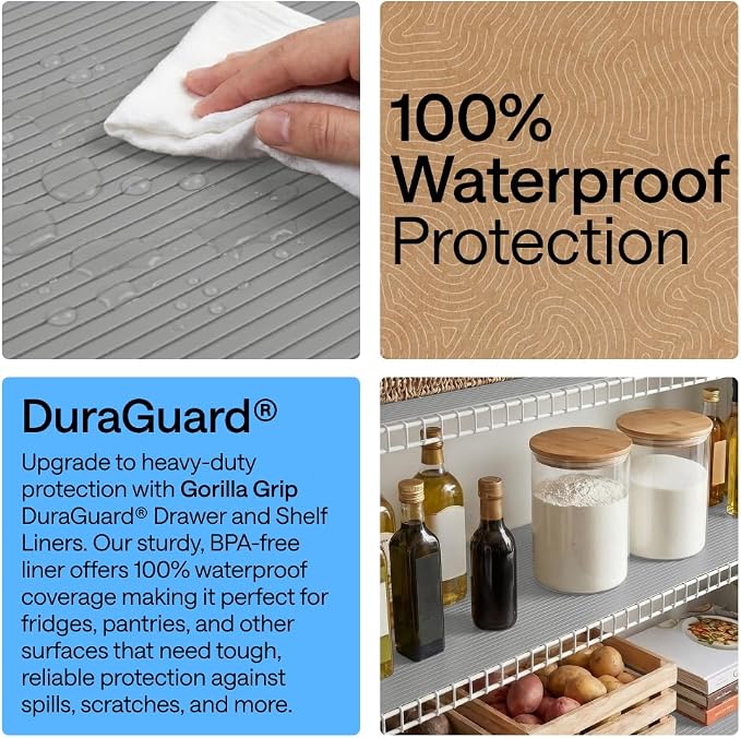 GORILLA GRIP Shelf Liner, Non-Adhesive Cabinet Liners, 17.5" x10' Gray - Image 3