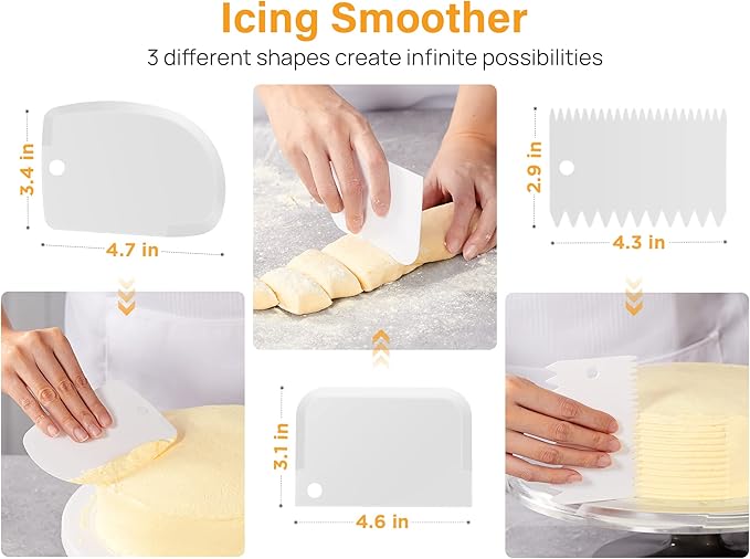 Kootek 22 Aluminum Cake Stand Turntable Set for Decorating Baking Kit, 12" | Beginner-friendly, Baking Supplies Tools with Cake Stand Turntable for Decorating and Display, 3 Icing Scrapers, Cake Leveler - Image 7