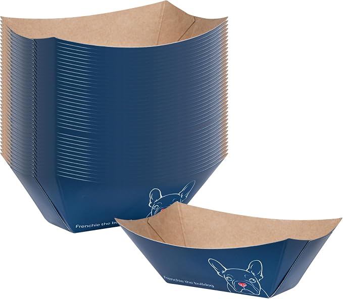 Restaurantware-Bio Tek 2 Ounce Food Boats, 50 Disposable Paper Food Trays - Heavy-Duty, Greaseproof, Frenchie Paper Boats, For Snacks, Appetizers, Or Treats, Use At Parties Or Carnivals by Restaurantware