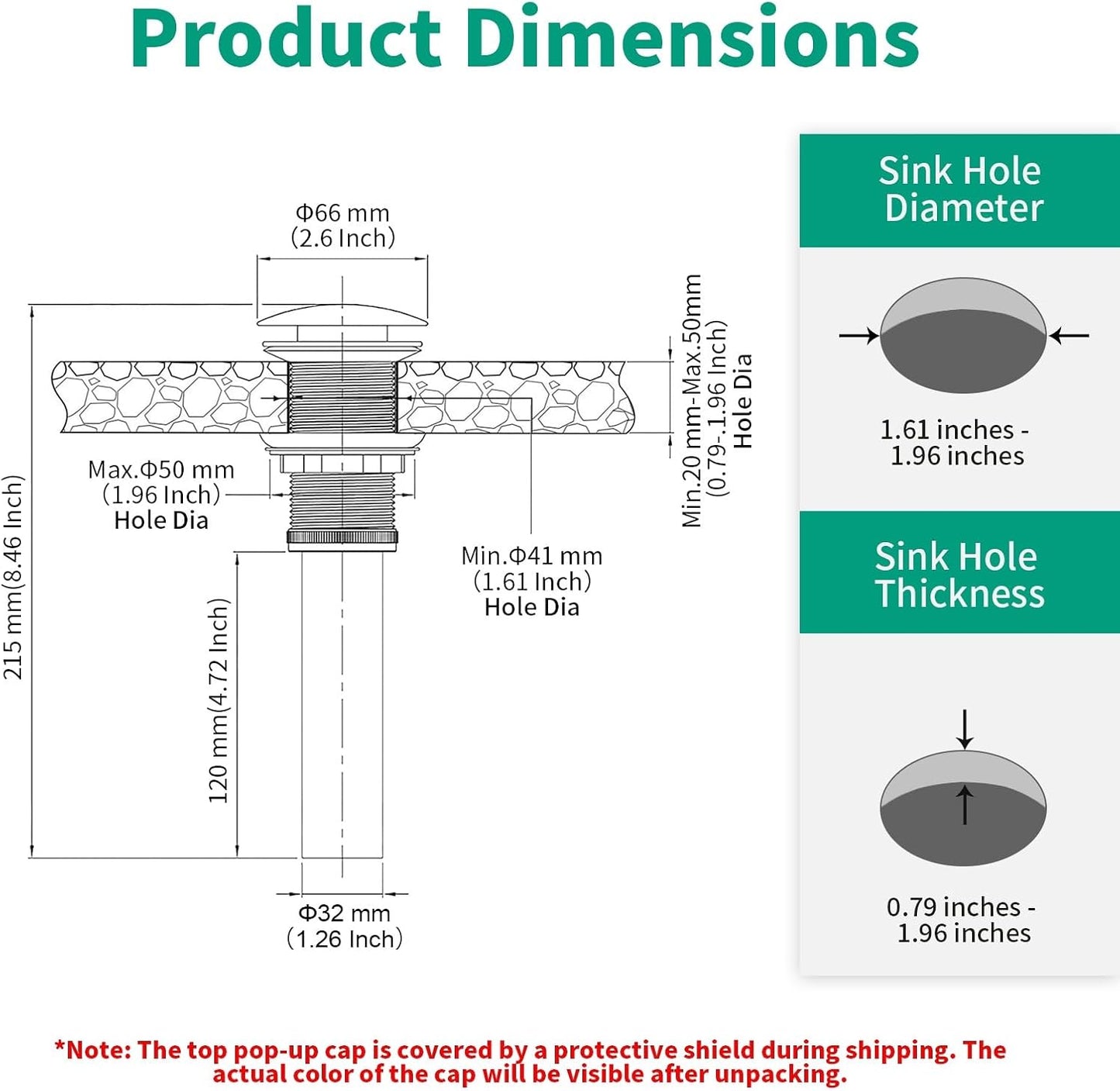 Bathroom Pop up Drain with Overflow, Anti-Clogging Vessel Sink Drain Strainer, Pop Up Drain with Detachable Basket, Hair Catcher Bathroom Sink Drain Stopper (Brushed Gold, with Overflow)