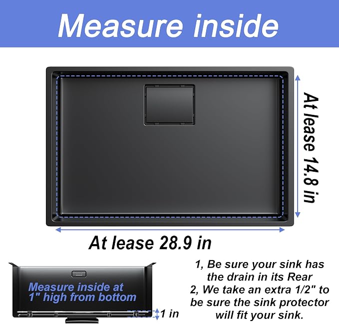 Sink Protector for Kitchen Sink,Sink Rack 28-3/8" * 14-3/16",Large Metal Sink Grate with Strainer,Stainless Steel Sink Grid for Bottom of Sink with Rear Drain Hole - Image 5