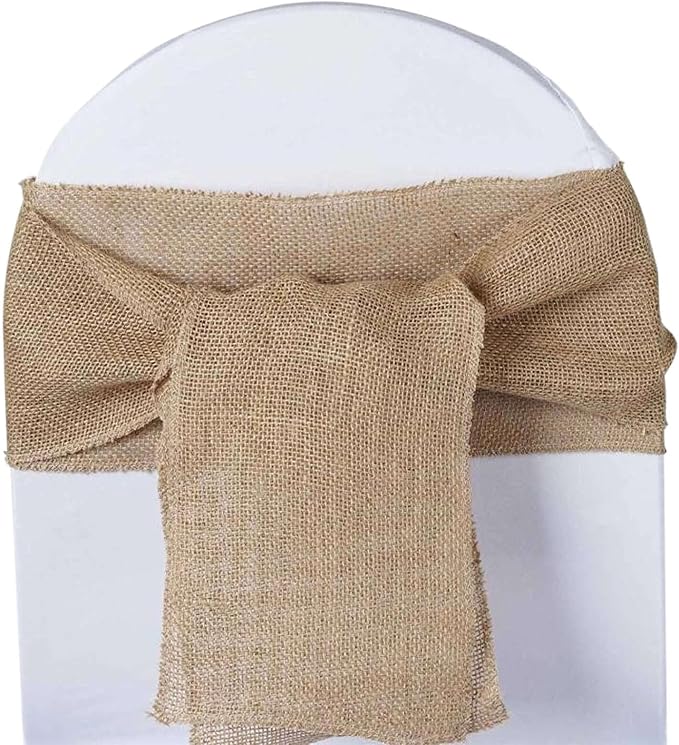 Efavormart 5PCS X CHAMBURY CASA Splendid Burlap Chair Sashes Covers Natural Tone - Image 2