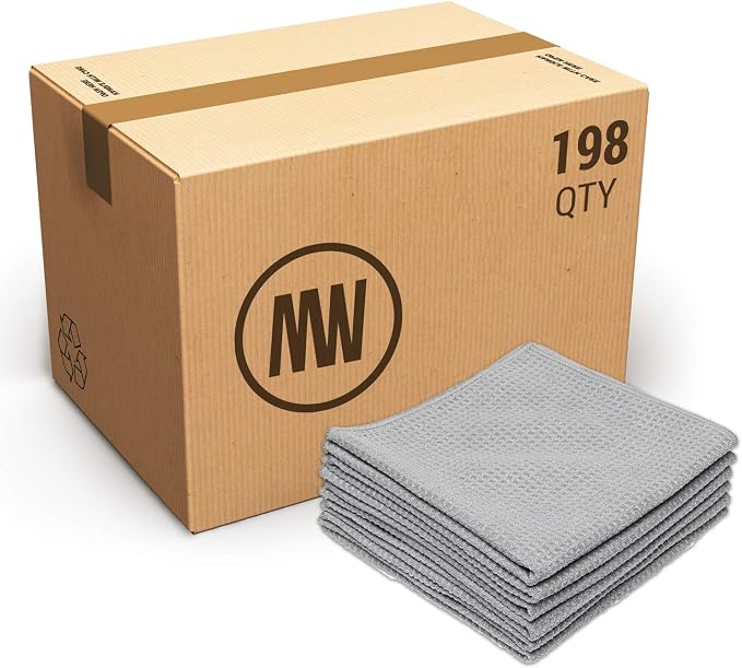 Kitchen Towels - Bulk Microfiber Waffle Weave Towels | 16 x 16 in. (198 Count) | Absorbent, No Lint, Thick, Reusable, Commercial, Soft, Hand, Tea, Bar, Sublimation Blank, Polyester Cloths | Gray by MicrofiberWholesale