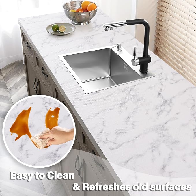 Drawer and Shelf Liners for Kitchen Cabinet,Non Slip Cabinet Liners for Shelves,Non-Adhesive Strong Grip Mats Protect Dresser Cupboard Liner,Shelf Paper-Marble 17.5" W x 236" L - Image 5