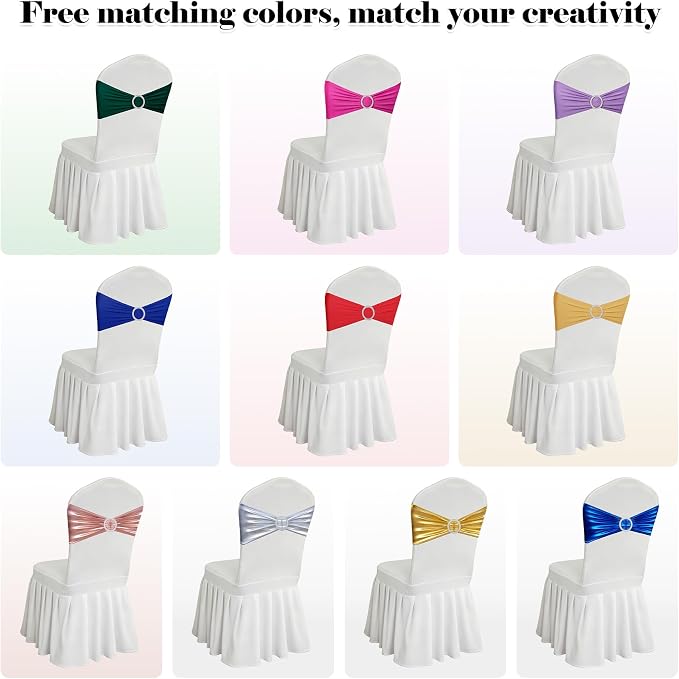 LEBENGURU Fuchsia Stretch Chair Sashes 50pcs with Buckle Slider - Image 9