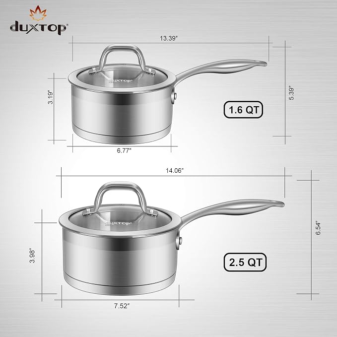 Duxtop Stainless Steel Sauce Pan with Lid, 1.6 Quart Induction Cooking Pot - Image 5