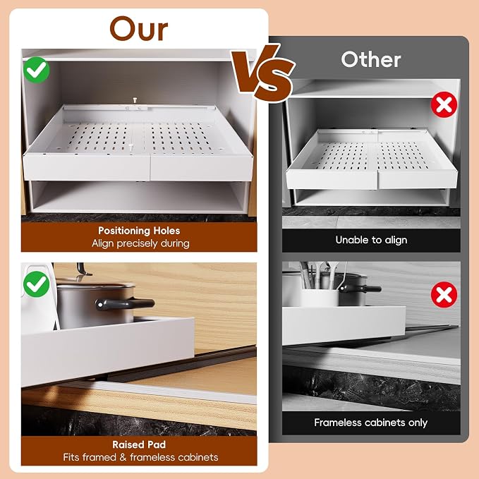 Pull Out Cabinet Organizer, 21"Deep Slide Out Drawers for Kitchen Cabinets - Image 2