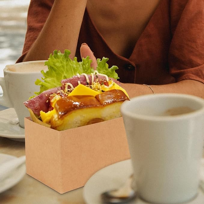 200 Pcs Sandwich Boxes Take Out Food Containers Paper Sandwich Packaging Boxes Toast Holding Bread Tray for Restaurant, Picnic and Party - Image 5