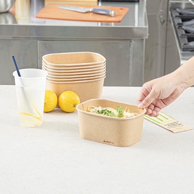 Heat Tek 34 Ounce To Go Containers 100 Greaseproof Serving Containers- Durable For Oven, Microwave And Freezer Use Stackable Kraft Paper Disposable Food Container For Takeouts- Restaurantware - Image 5