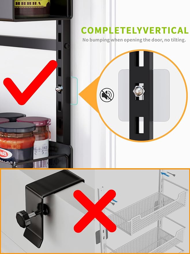 8-Tier Over Door Organizer, Sturdy Slim Hanging Spice Rack for Cabinet & Pantry, Black - Image 6