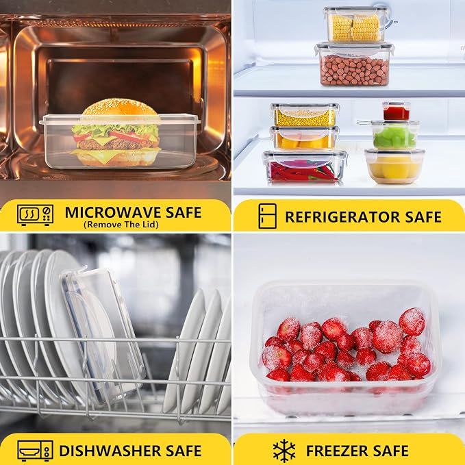 52 PCS Food Storage Containers Set with Airtight Lids (26 Lids &26 Containers) - BPA-Free Plastic Food Container for Kitchen Storage Organization, Salad Fruit Lunch Containers with Labels & Marker | (26 Lids &26 Containers) Food Container for Kitchen S... - Image 6