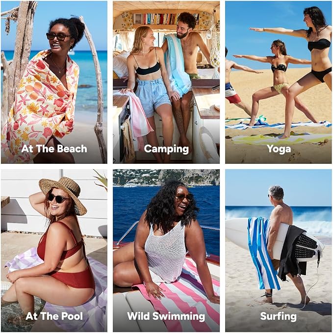 Dock & Bay Beach Towel - Quick Dry, Sand Free - Compact, Lightweight - 100% Recycled - Includes Bag - Tangerine Tide - Extra Large (200x90cm, 78x35) - Image 4