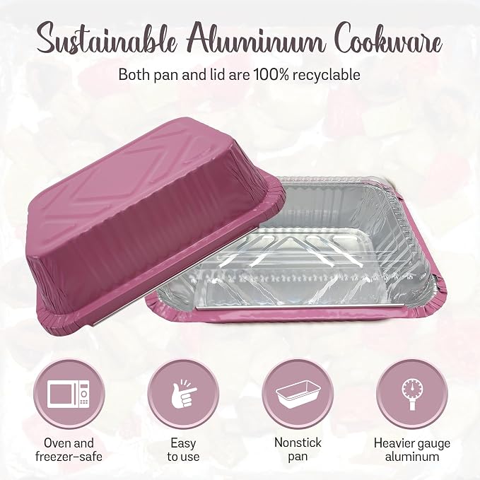 KitchenDance 1.5 lb. Colored Foil Takeout Containers With Lids - Heavy Gauge Aluminum Containers - Casserole Dish Disposable Pans for Cooking, Freezing, Food Prep, Storage - 7650 (Pink, 250) - Image 4