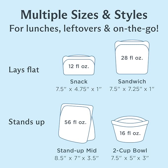 Stasher Premium Reusable Silicone Storage Bags, 4-Pack Starter Kit, Clear | Food-Safe Silicone, Eco-Friendly, Reusable Freezer Bags, Microwave, Dishwasher, Snack Bags, Lunch Containers, Meal Prep - Image 4
