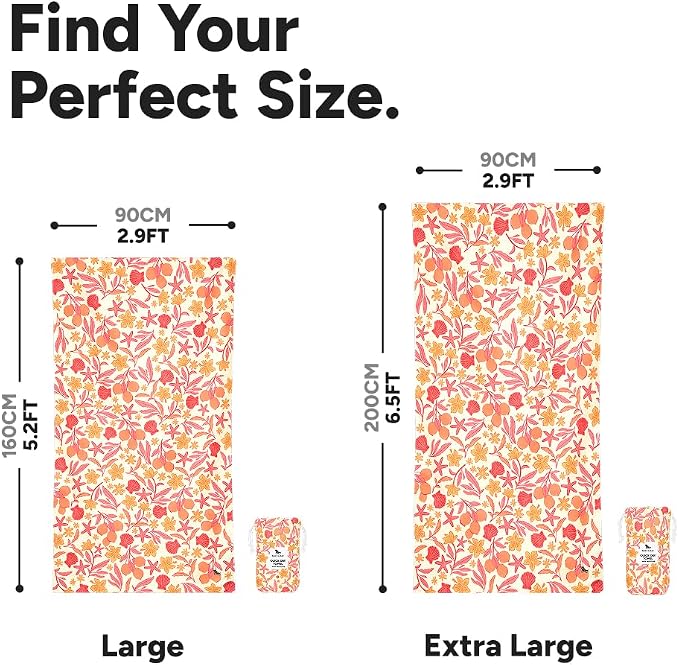 Dock & Bay Beach Towel - Quick Dry, Sand Free - Compact, Lightweight - 100% Recycled - Includes Bag - Tangerine Tide - Extra Large (200x90cm, 78x35) - Image 5