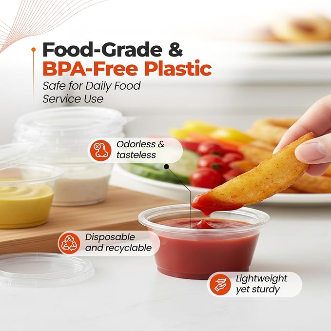 3.25 oz Clear Plastic Portion Cups for Fast, Efficient Service - 2,500 PackDisposable Cups for Condiments, Sauces & Dressingswith Easy Portion Control - Plastic Cups for Restaurants, Events & Sampling - Image 2