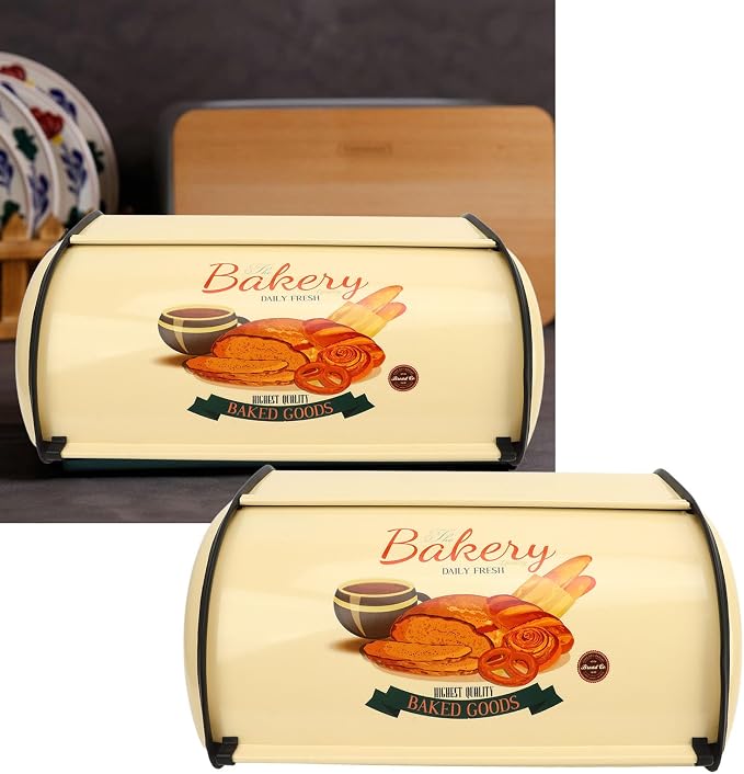 MAVIS LAVEN Metal Bread Box Champagne Color for Kitchen Countertop, Small Drum Type with High Space Utilization and Good Visual Effect - Image 9