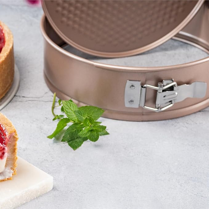 HAPPIELS 9 inch Springform Pan Nonstick, PFOA & BPA Free | | Non-Toxic - High Carbon Steel - Gold - Cheesecake Mold Leakproof - Image 8