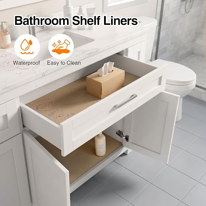FLPMIX Shelf Liners for Cabinets Khaki: Large Waterproof 19" W x 300" L - Image 7