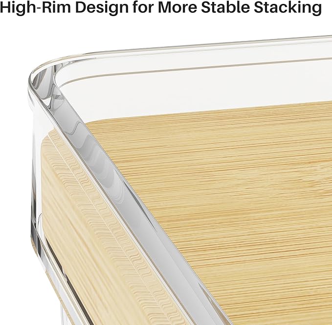 3 Set Pantry Organizer and Stackable Storage Kitchen,Sturdy and Durable Storage Basket for Potato, Onion, Garlic, Fruit, Vegetable, Produce, Clear Plastic Storage with Lid&Handle - Image 4