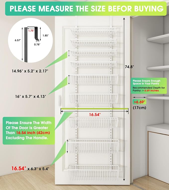 Mefirt White 9-Tier Over The Door Pantry Organizer, Pantry Organization - Image 2