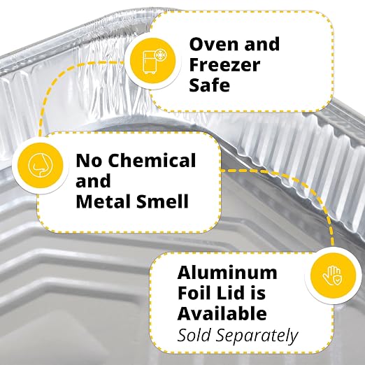 IDL Packaging Half-Size Aluminum Steam Table Pans - Medium, 13" x 11" x 2" (Pack of 10) - Disposable Foil Pan for Grilling, Roasting, BBQ, Cooking, Baking, Freezing - Food-Safe Catering Supplies - Image 4