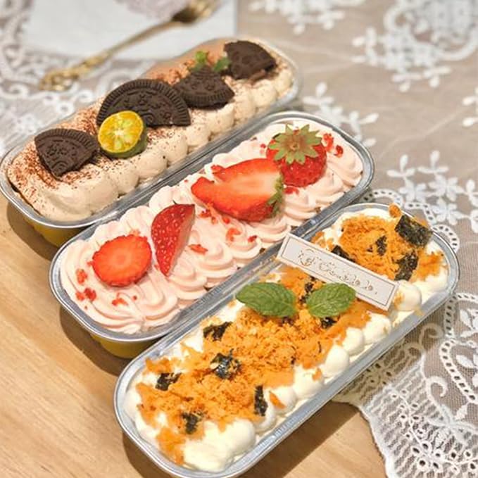 Mini Loaf Baking Pans with Lids and Spoons- 50 Pack 6.8oz Aluminum Bread Cupcake Pie Foil Pans with Sealing Sticker,Rectangle Disposable Baking Cups Muffin Tins Containers for Picnics Party - Image 6