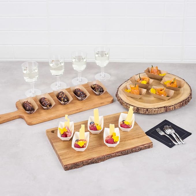 Restaurantware-Bio Tek 2 Ounce Food Trays, 50 Disposable Paper Food Trays - Heavy-Duty, Greaseproof, White Paper Boats, For Snacks, Appetizers, Or Treats, Use At Parties Or Carnivals - Image 6