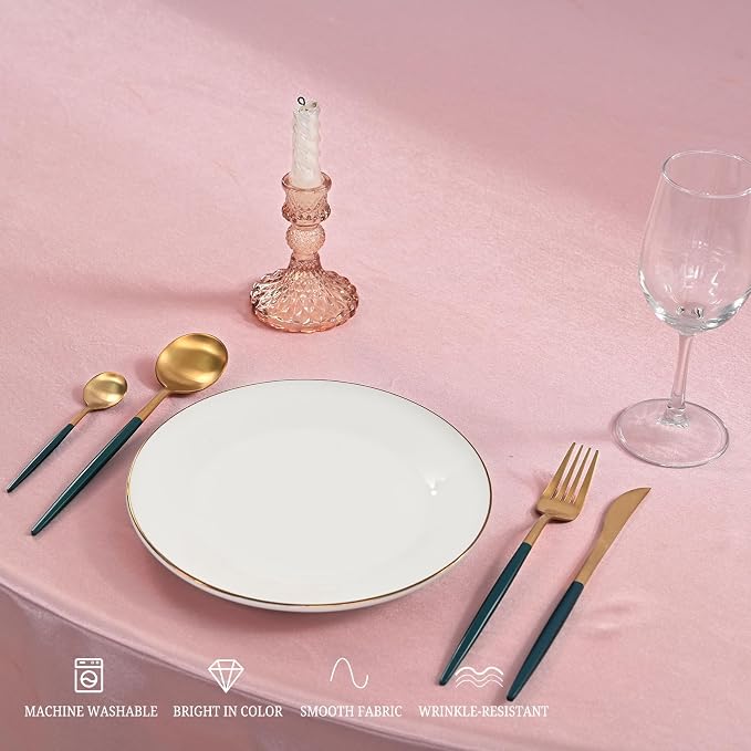 12 Pack 90 Inch Round Satin Tablecloth, Rose Gold - Image 8