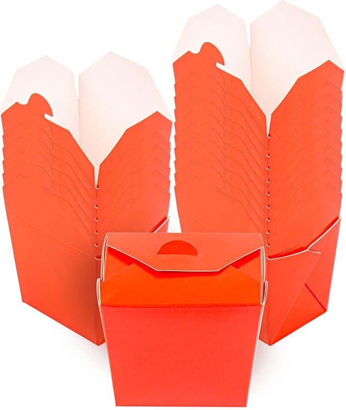 Restaurantware Chinese Take Out Boxes 200 Pack of 8 oz Grease-resistant Party Take Out Food Containers Disposable Stackable Asian Square Red Paper To Go Boxes For Restaurants by Restaurantware