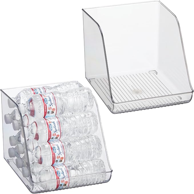 iDesign Plastic Water Bottle Organizer for Fridge, Clear, 2-Pack | Bottle Holder, For Kitchen and Pantry by iDesign