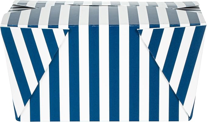 Restaurantware 30 oz Blue And White Stripe 1 Bio Box Container, 50 Ct - Image 15