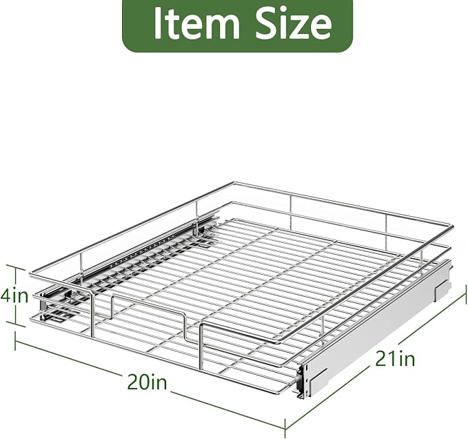 LOVMOR Pull Out Cabinet Organizer 20"W x 21"D, Kitchen Cabinet Pull Out Shelves Slide Out Storage… - Image 3