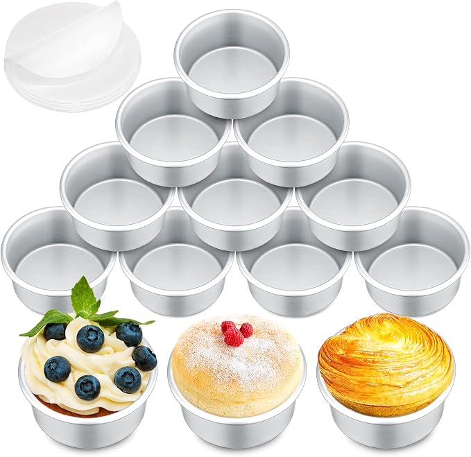 Gerrii 18 Pcs 4 Inch Round Cake Pans Nonstick Aluminum Round Baking | Molds for Cheesecake Quiche Pizza, Leakproof Design, Easy Release Coating, Individual Servings for Party Baking Supplies by Gerrii