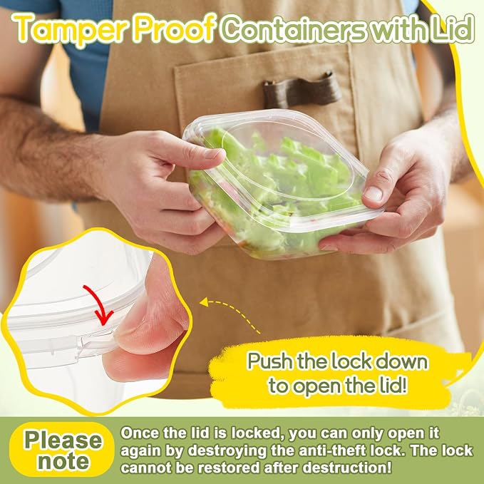 50 Pack 24 oz Deli Containers with Lids, Leakproof, Tamper Proof | Stackable Square, Clear Plastic Food Storage, Meal Prep Containers for Soup, Desserts & Salad, Microwave & Dishwasher Safe - Image 4